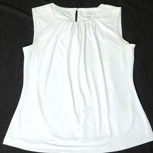 White Calvin Klein Pleat Neck Sleeveless Top Sz 10